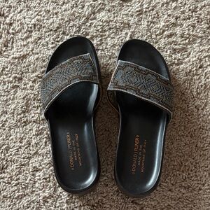 Donald J. Pliner Black and Gray Slide Sandals
